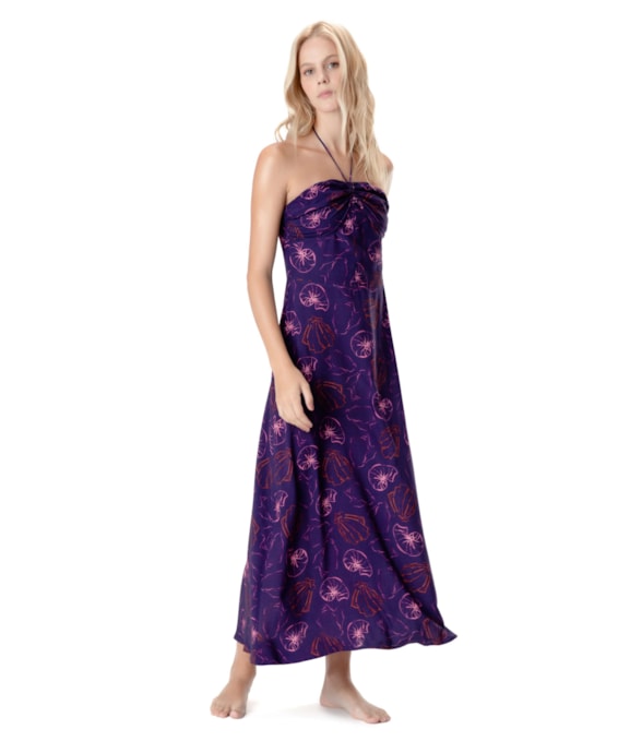 Vestido Longo Frente Única Seychelles Roxo
