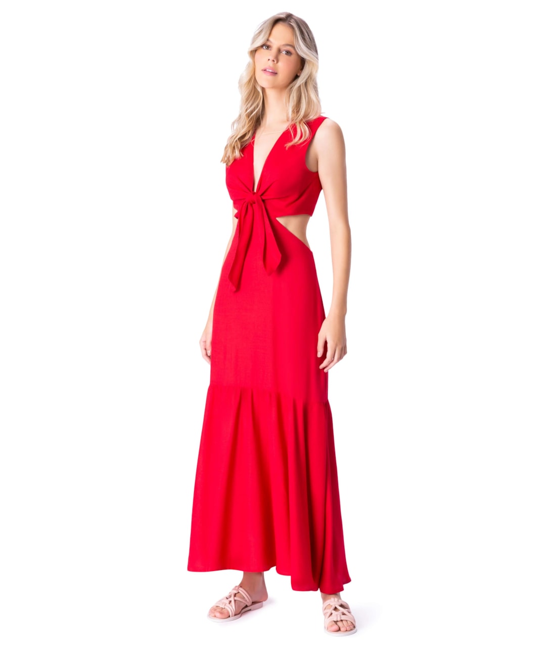 Vestido Longo Light Visco Vermelho
