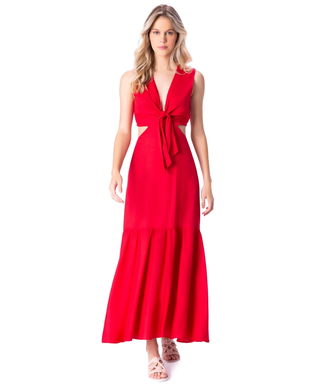 Vestido Longo Light Visco Vermelho