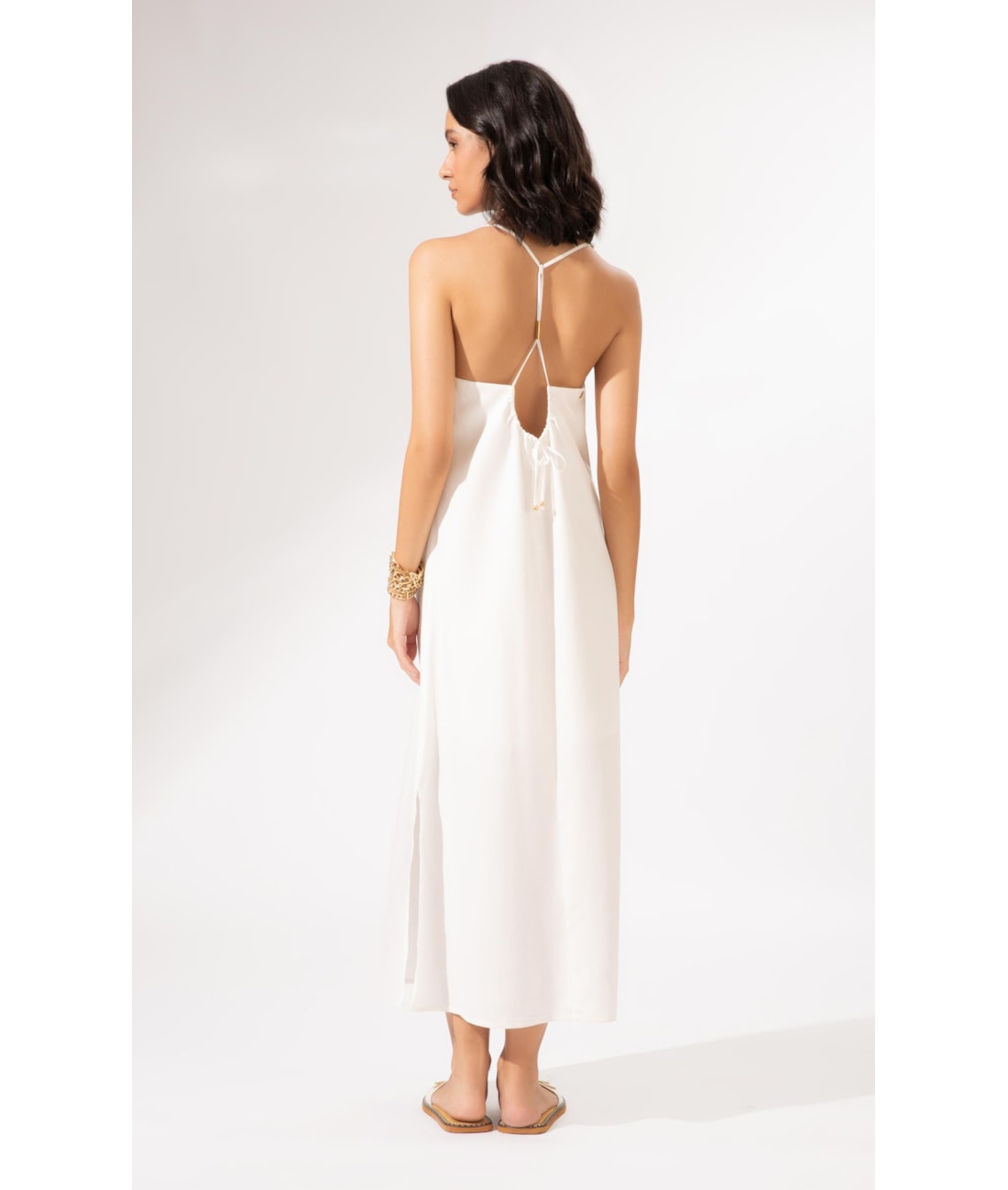 Vestido Longo Linho Blend Off White