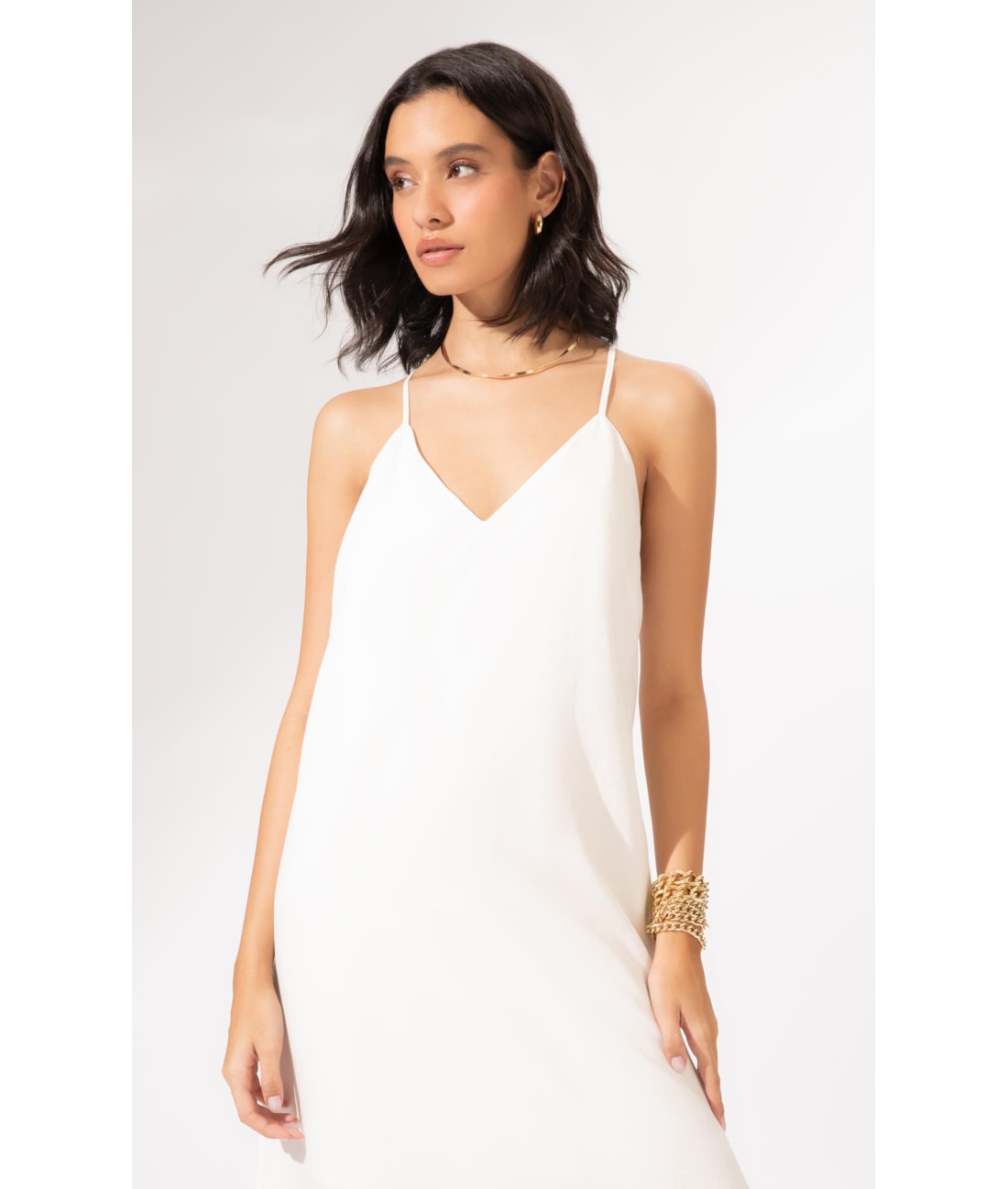 Vestido Longo Linho Blend Off White