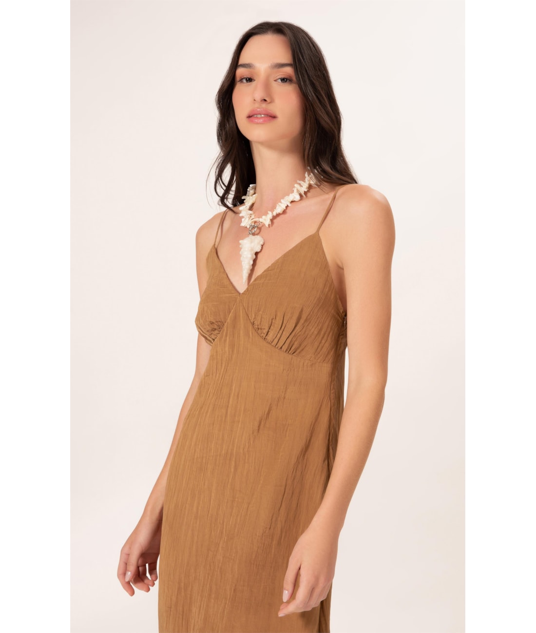 Vestido Longo Satin Waves Marrom