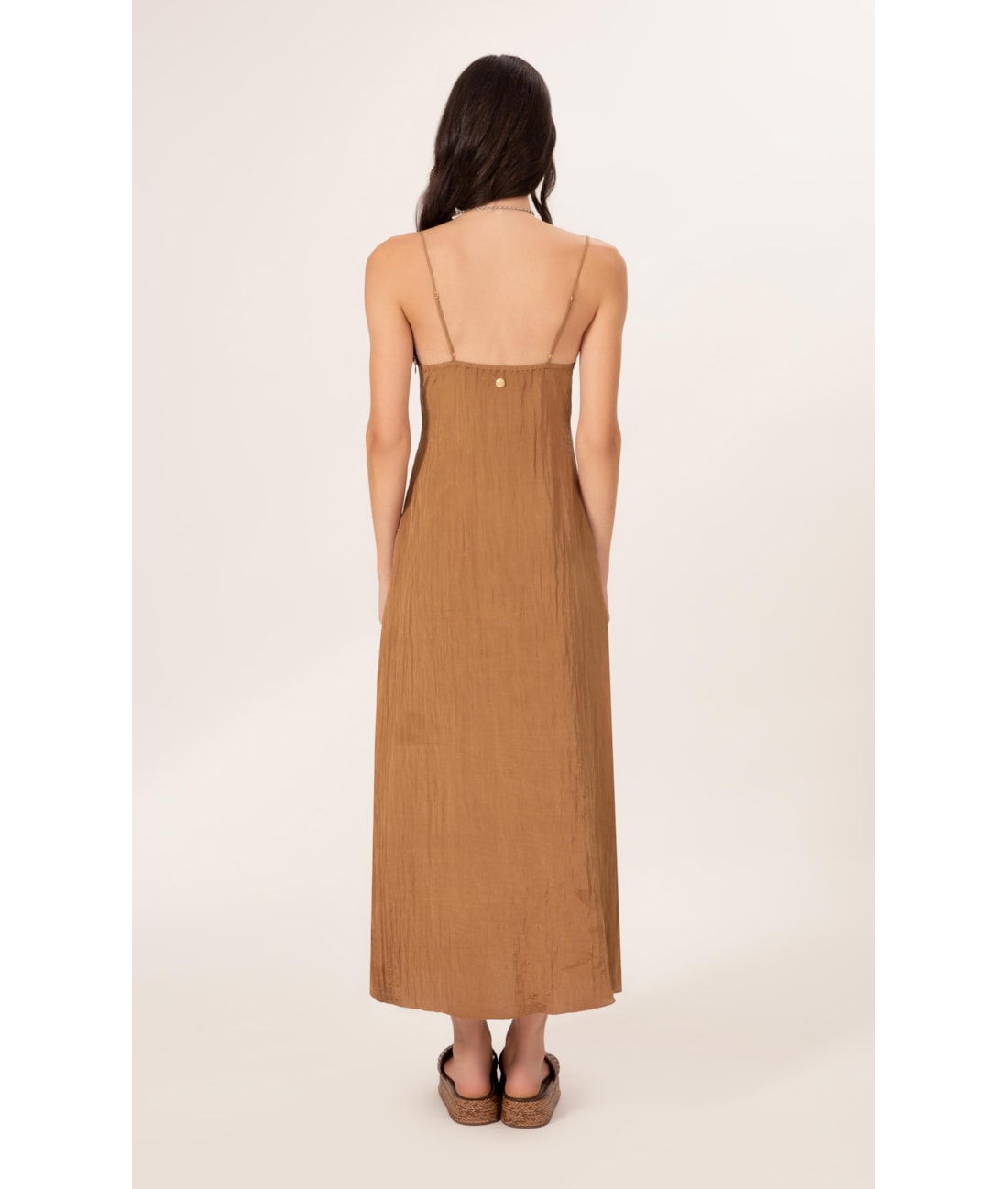 Vestido Longo Satin Waves Marrom