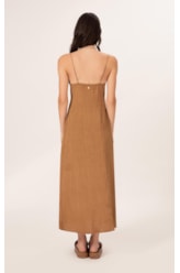 Vestido Longo Satin Waves Marrom