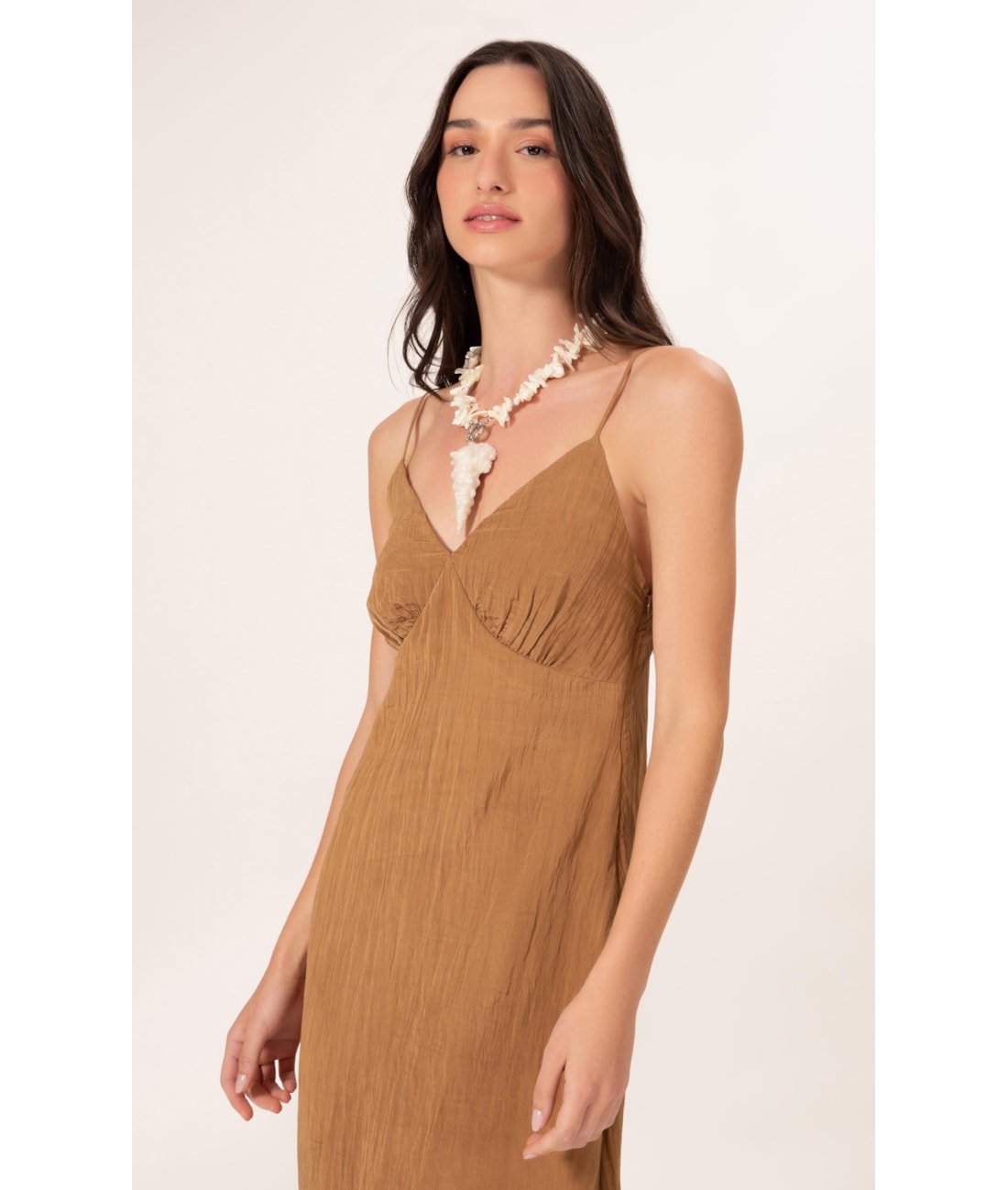 Vestido Longo Satin Waves Marrom