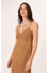 Vestido Longo Satin Waves Marrom
