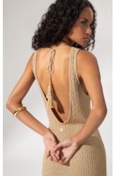 Vestido Longo Tricot Bel Air Dourado