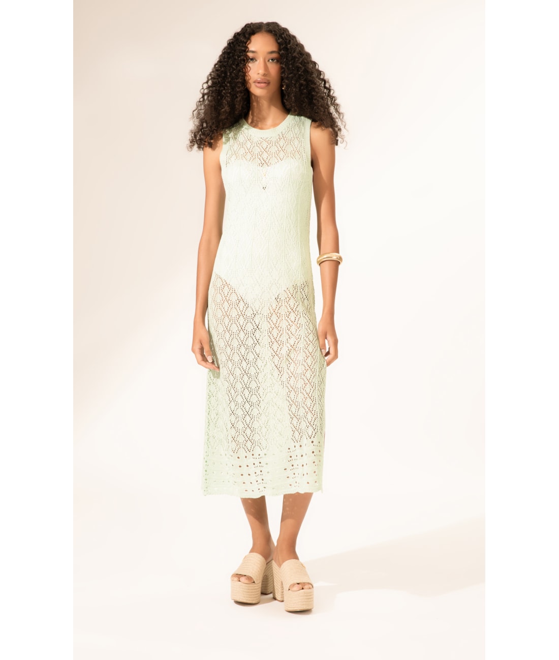 Vestido Longo Tricot Light Verde Claro