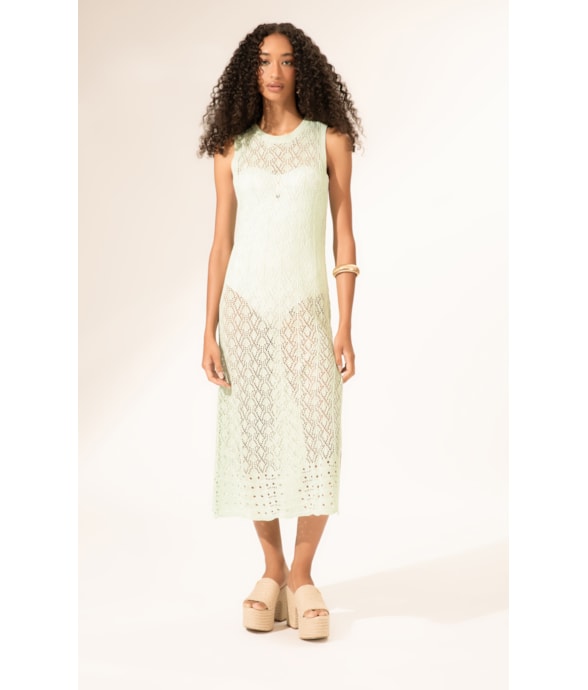 Vestido Longo Tricot Light Verde Claro
