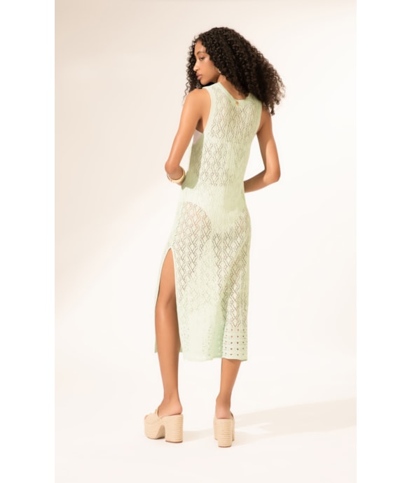 Vestido Longo Tricot Light Verde Claro
