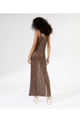 Vestido Longo Tricot Lurex Cafe