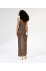 Vestido Longo Tricot Lurex Cafe