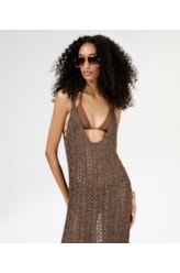Vestido Longo Tricot Lurex Cafe