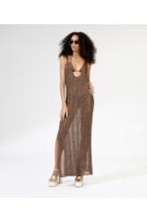 Vestido Longo Tricot Lurex Cafe