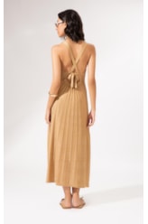 Vestido Longo Tricot Mônaco Camel