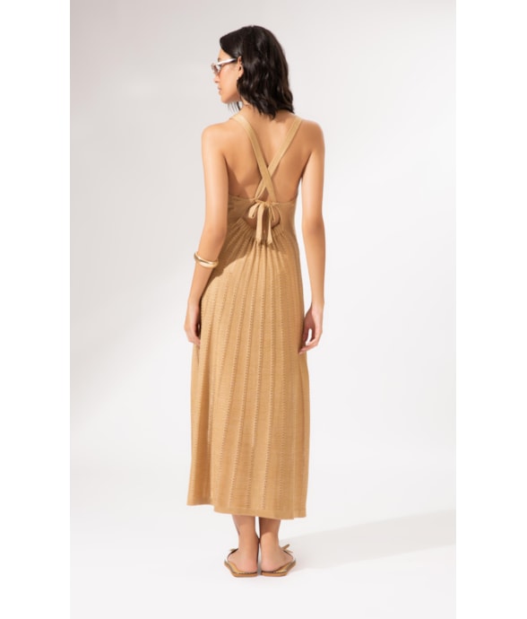 Vestido Longo Tricot Mônaco Camel