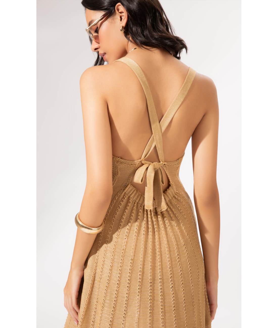 Vestido Longo Tricot Mônaco Camel