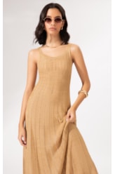 Vestido Longo Tricot Mônaco Camel