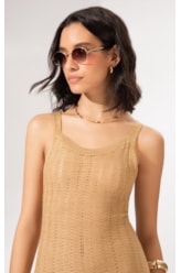 Vestido Longo Tricot Mônaco Camel