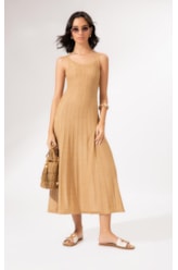 Vestido Longo Tricot Mônaco Camel