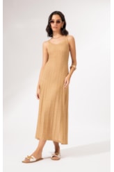 Vestido Longo Tricot Mônaco Camel