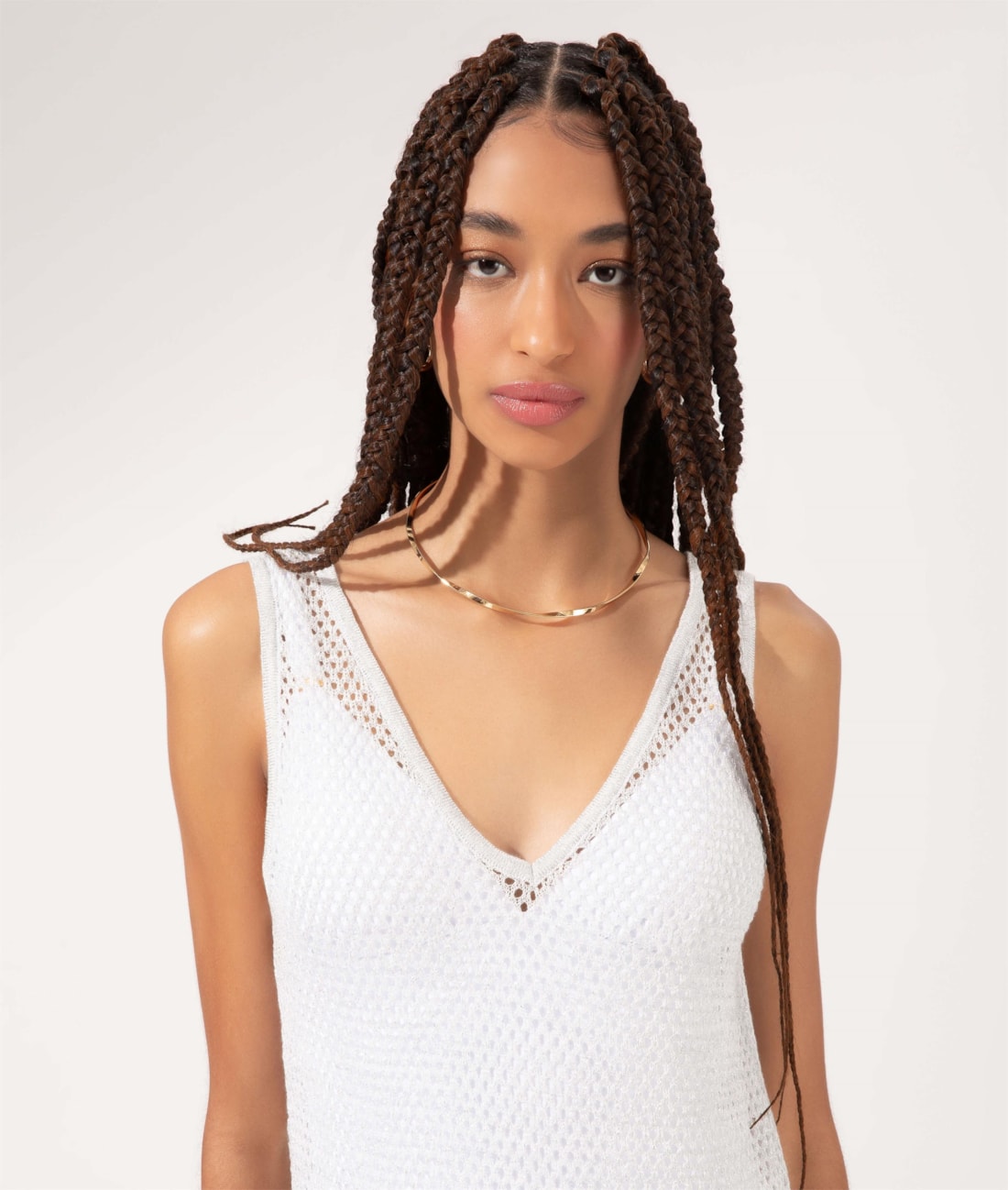 Vestido Longo Tricot New Year Off White
