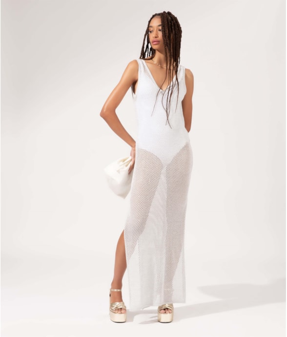 Vestido Longo Tricot New Year Off White
