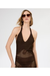 Vestido Longo Tricot Paradise Marrom