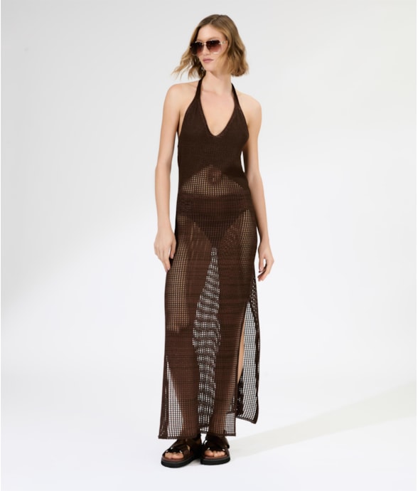 Vestido Longo Tricot Paradise Marrom