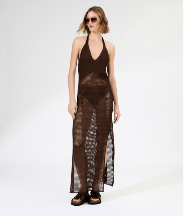 Vestido Longo Tricot Paradise Marrom