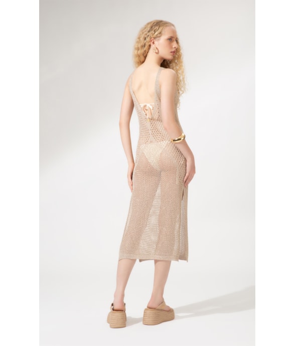 Vestido Longo Tricot Wishes Dourado