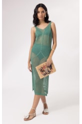 Vestido Longo Tricot Wishes Verde Maçã