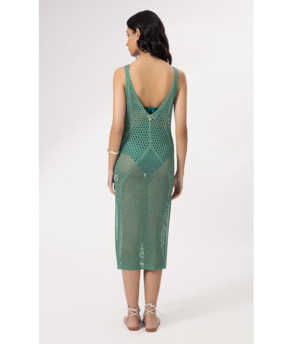 Vestido Longo Tricot Wishes Verde Maçã