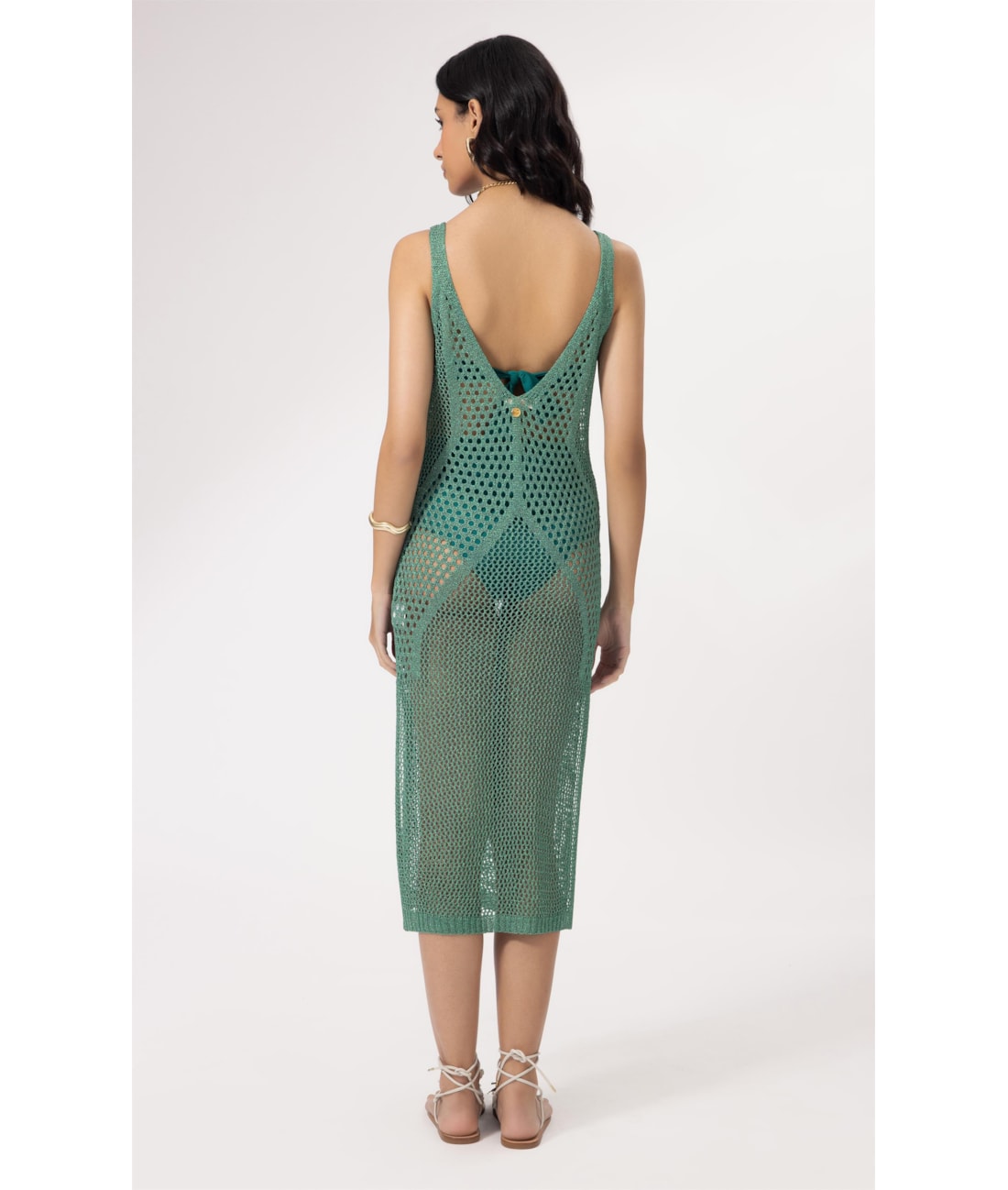 Vestido Longo Tricot Wishes Verde Maçã