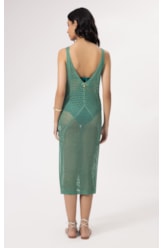 Vestido Longo Tricot Wishes Verde Maçã