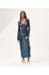Vestido Longo Tule Essence Azul Bic
