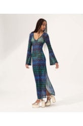 Vestido Longo Tule Essence Azul Bic