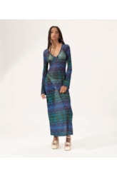 Vestido Longo Tule Essence Azul Bic