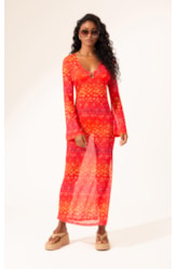 Vestido Longo Tule Essence Laranja