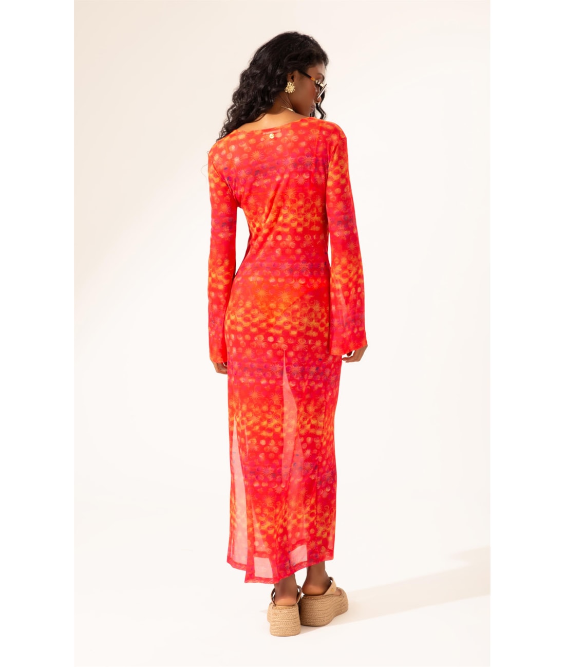 Vestido Longo Tule Essence Laranja