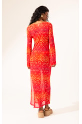 Vestido Longo Tule Essence Laranja