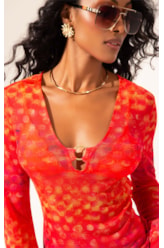 Vestido Longo Tule Essence Laranja