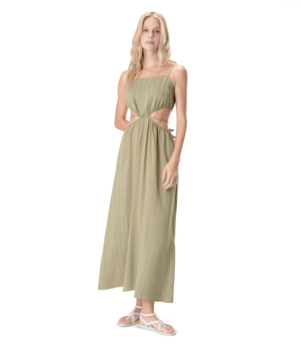 Vestido Longo Visco Frizzo Musgo