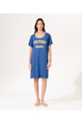 Vestido Manga Curta Capri Azul Bic
