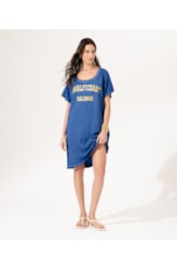 Vestido Manga Curta Capri Azul Bic