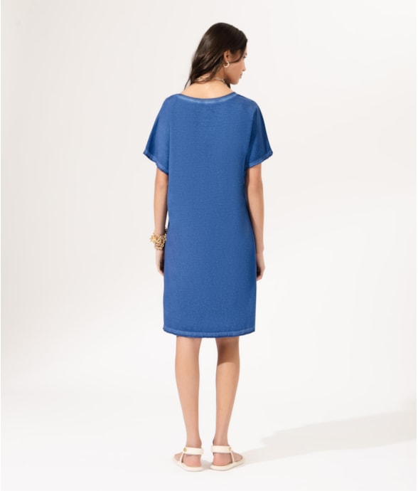 Vestido Manga Curta Capri Azul Bic