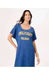 Vestido Manga Curta Capri Azul Bic