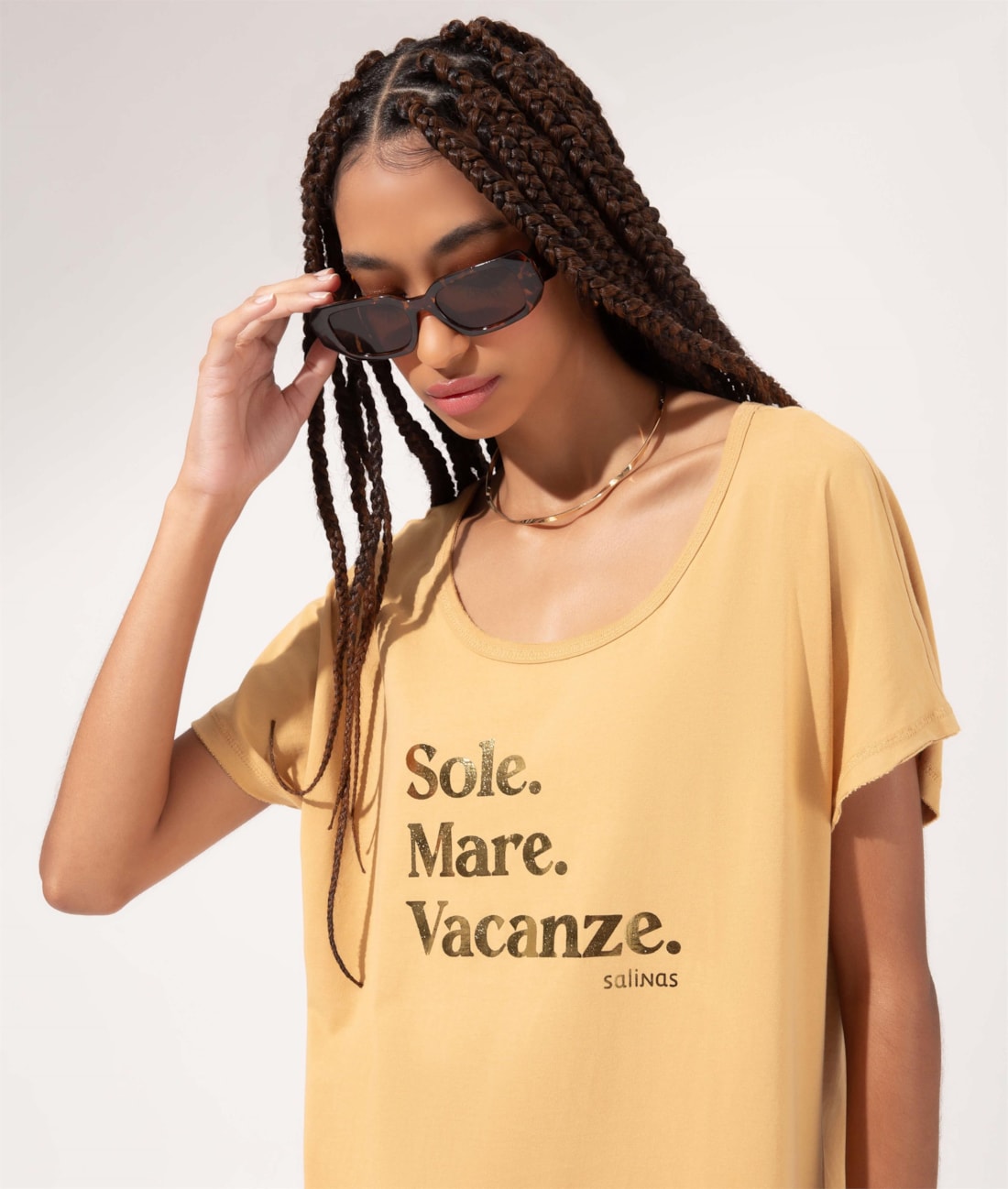 Vestido Manga Curta Sole Mare Areia