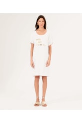 Vestido Manga Curta Sole Mare Off White