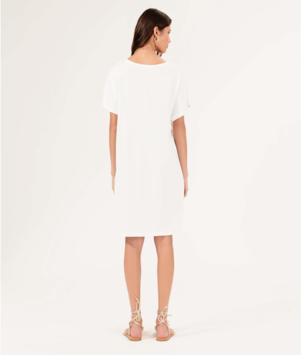 Vestido Manga Curta Sole Mare Off White
